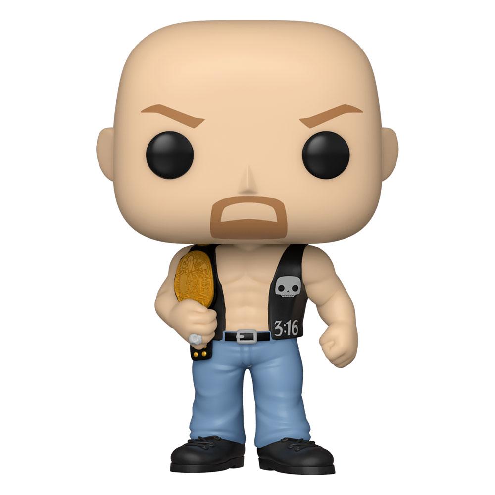 WWE-POP ! Figurine en vinyle SC Steve Austin avec ceinture 9 cm
