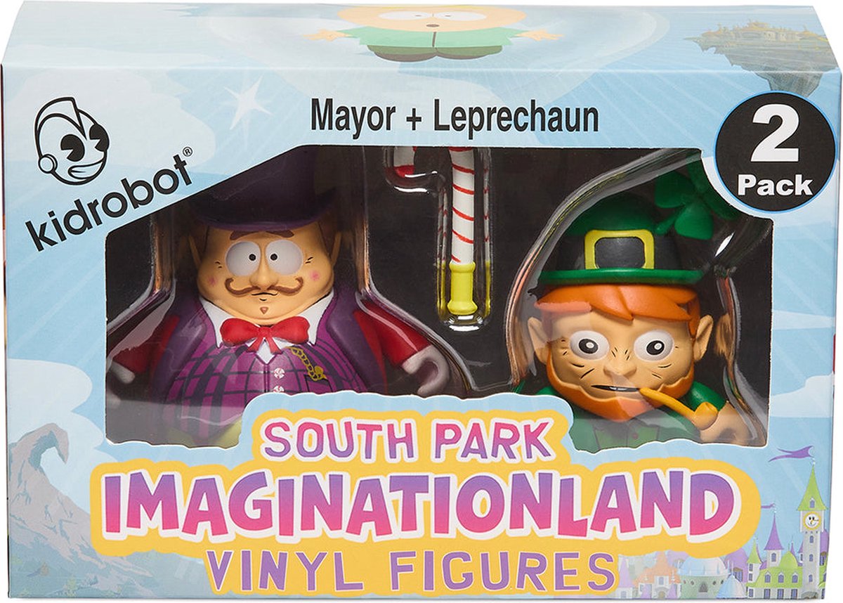 South Park : Imaginationland Mayor et Leprechaun, figurines en vinyle de 3 pouces, paquet de 2