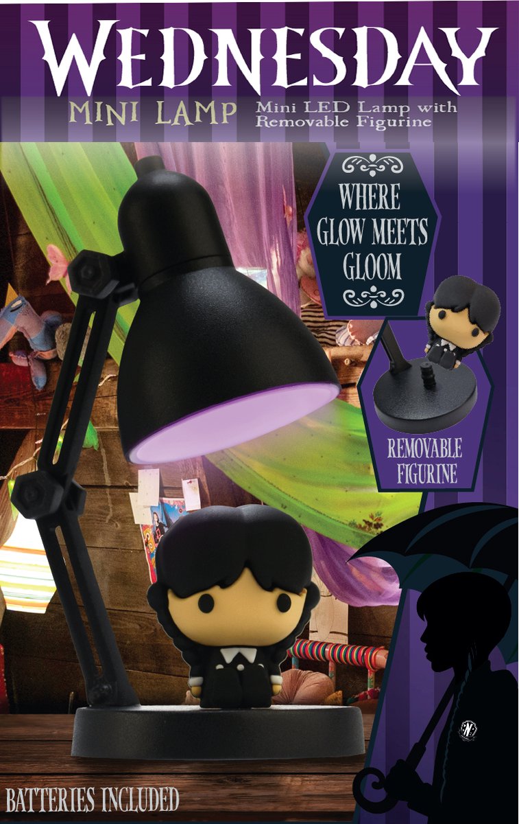 Mercredi - jolie mini lampe de +/- 10 cm de haut - figurine amovible - réglable