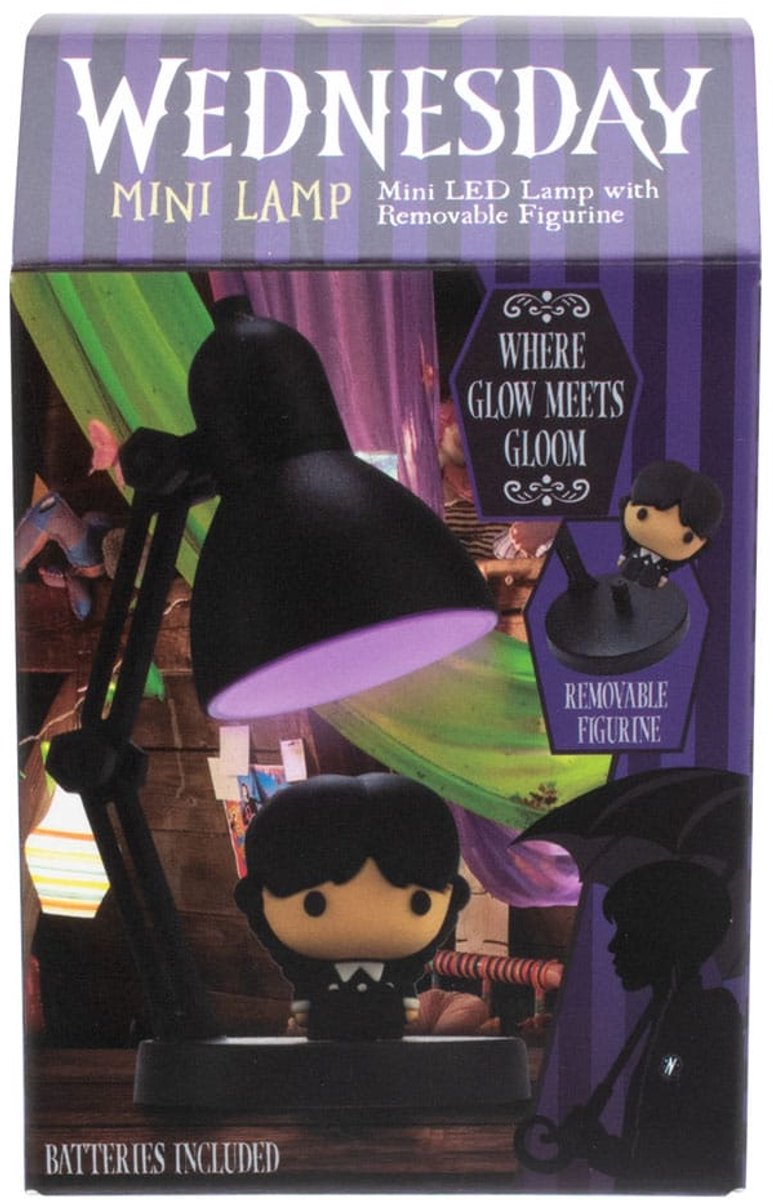 Mercredi - jolie mini lampe de +/- 10 cm de haut - figurine amovible - réglable