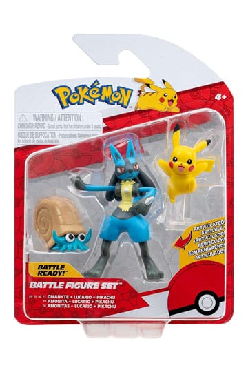 Pokémon Battle Figure Set Figure 3-Pack Pikachu, Omanyte, Lucario