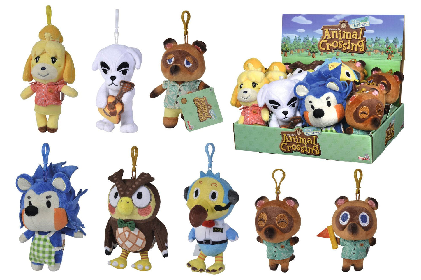 Assortiment de porte-clés en peluche Animal Crossing Résidents 15 cm